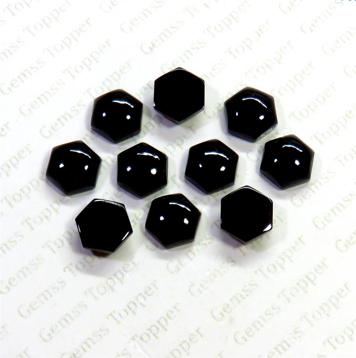 Black Spinel 10x10 mm Hexagon Cabochon